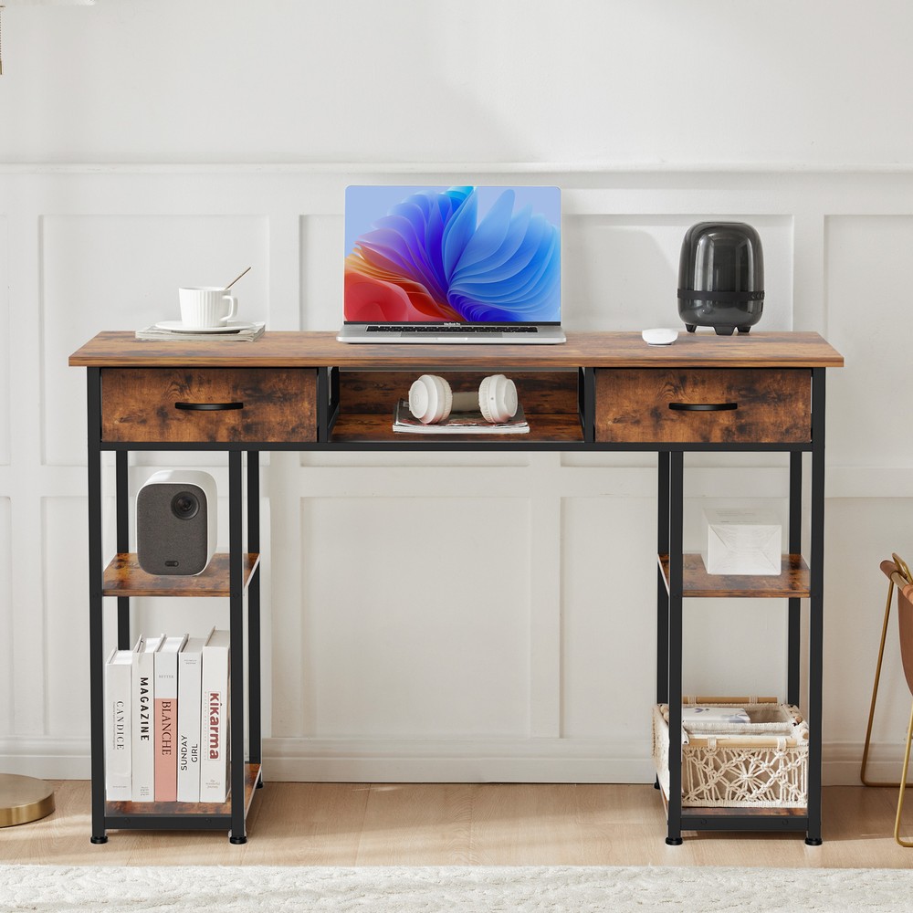 48" Rectangular Computer Study Desk 3-Drawer Office Laptop PC Work Table W/Shelf