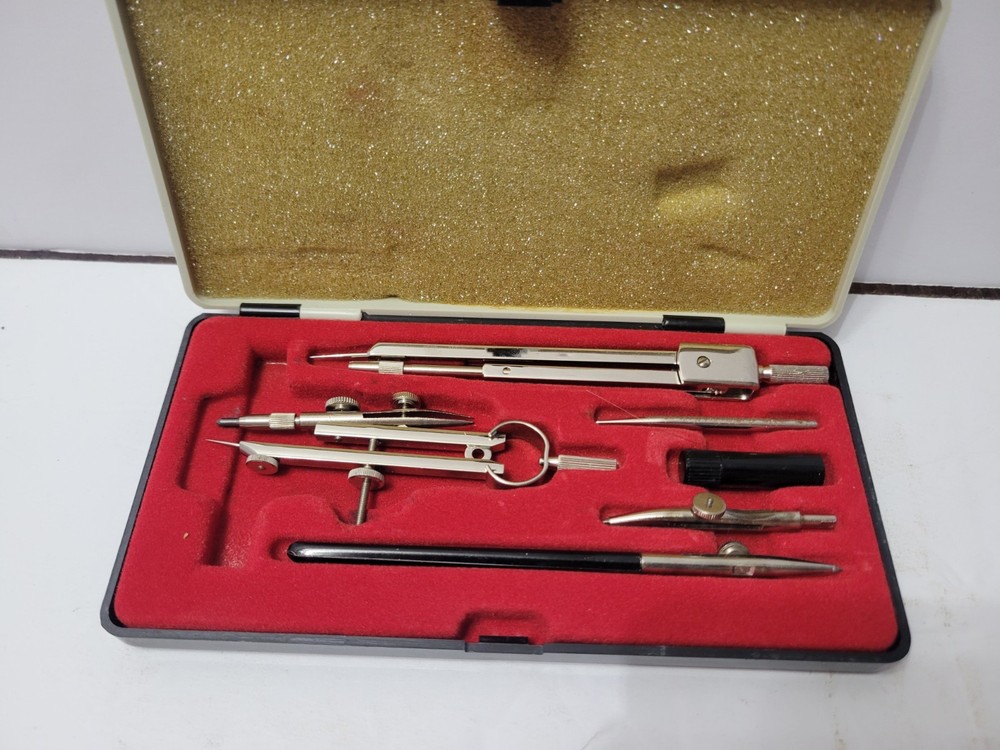 Ascola 224 Drafting/ Compass set w/case vintage Engineering Construction
