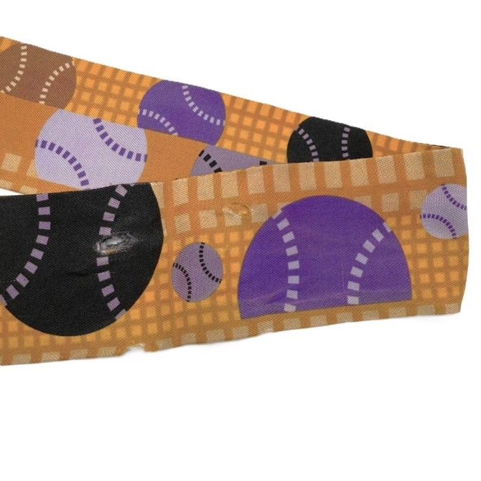 Hermes Twilly Silk Scarf Orange Tennis Ball Motif 83cm Used