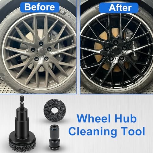 Wheel Hub Cleaning Tool with 5 Replaceable Pads, Effective Rust & Paint