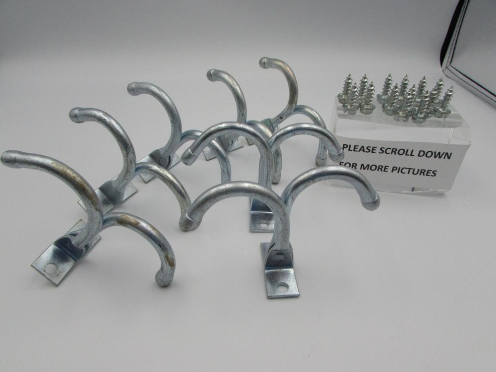 7 DOUBLE HOOKS SILVER CEILING UNDERSHELF WARDROBE CABINET GARAGE COAT TOWEL HAT