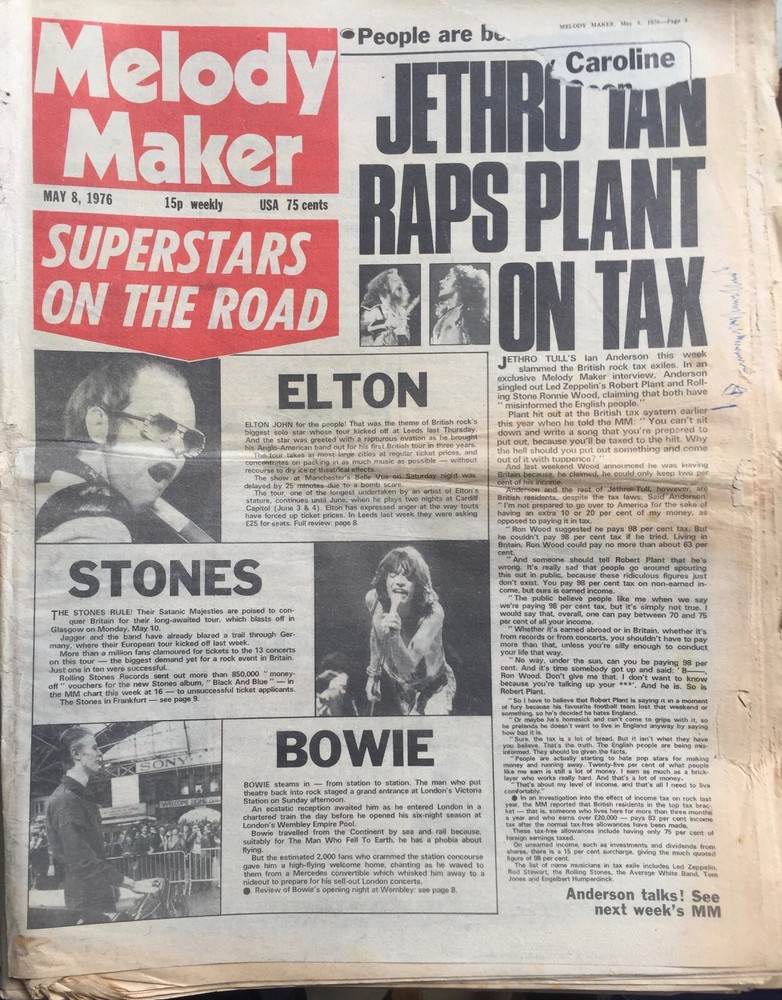 MELODY MAKER MAY 8th 1976. BOWIE.