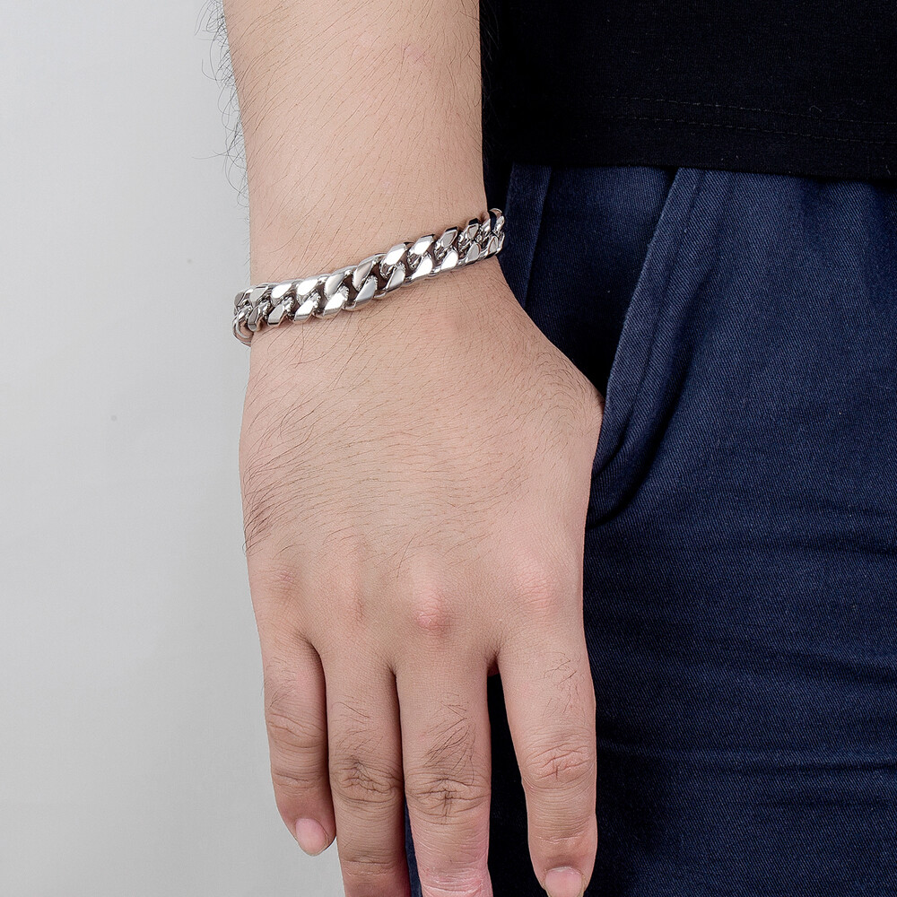 925 Sterling Silver 12mm Cuban Link Chain Bracelet 7"-10" for Men Boys Women