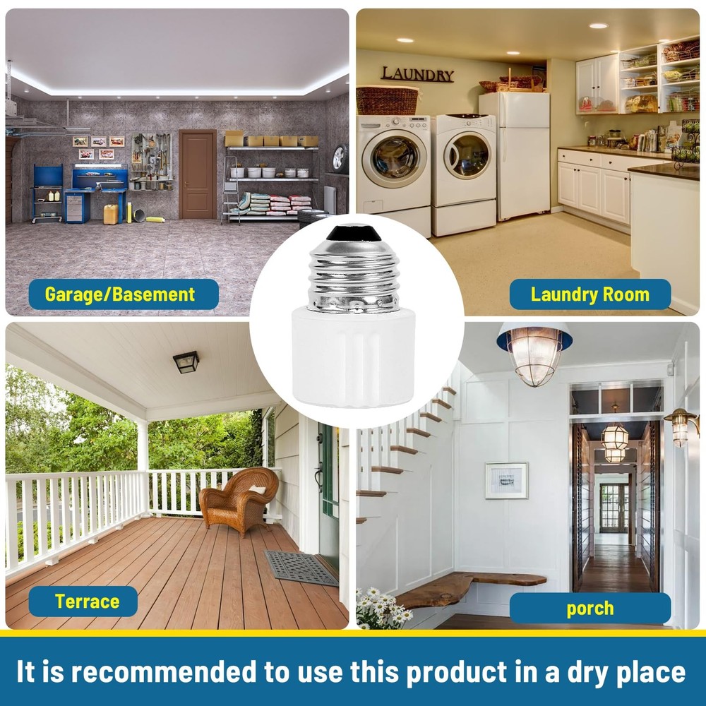 ENATECLITE 3-Prong Light Socket to Plug Adapter,E26/E27 black