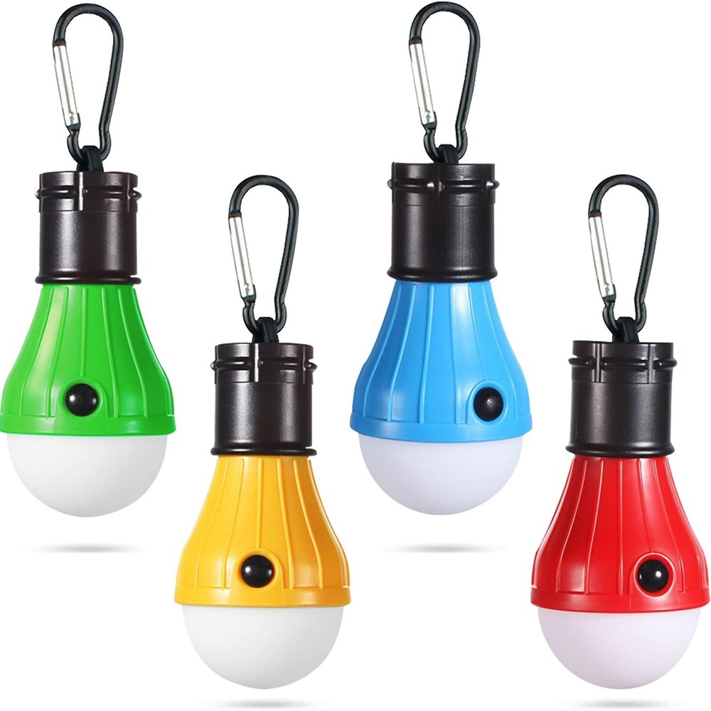 LED Camping Tent Lantern 4-Pack Waterproof Battery Powered with Clip Hook Bright