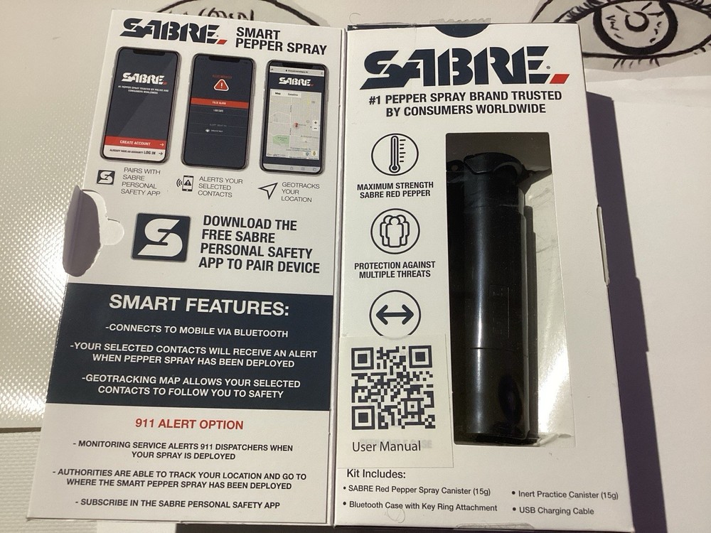SABRE SMART Pepper Spray with Bluetooth GPS Continuous Tracking Text 10/25