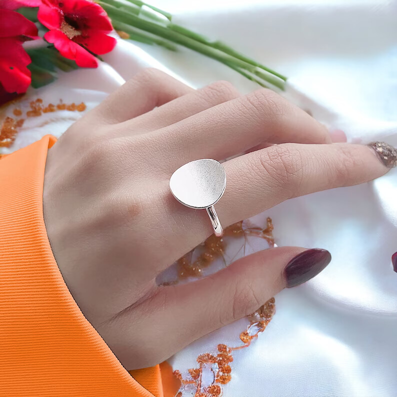 Dome Ring Solid 925 Sterling Silver Band& Statement Ring Handmade Ring All size