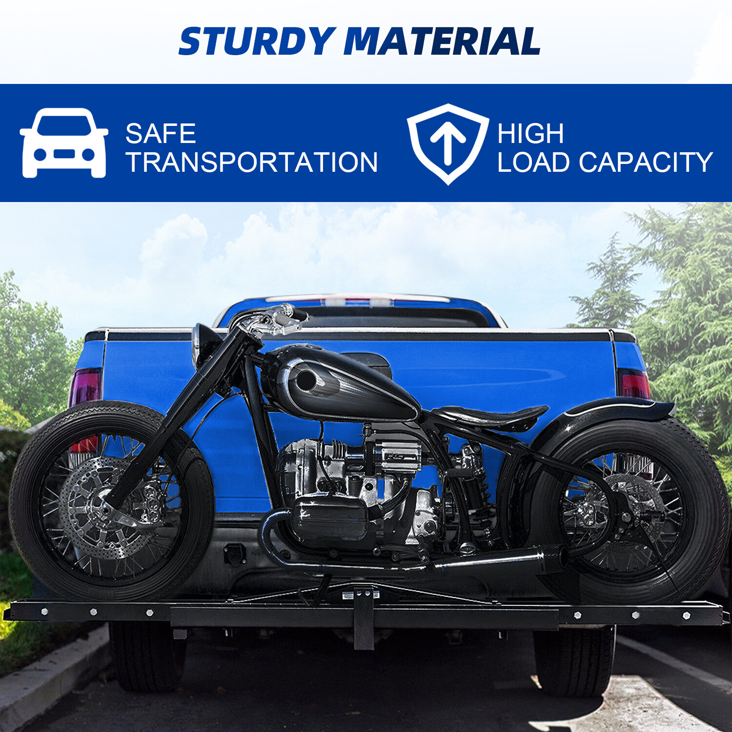 600 LB Motorcycle Scooter Carrier Bike Hitch Mount Rack Ramp Steel Carrier