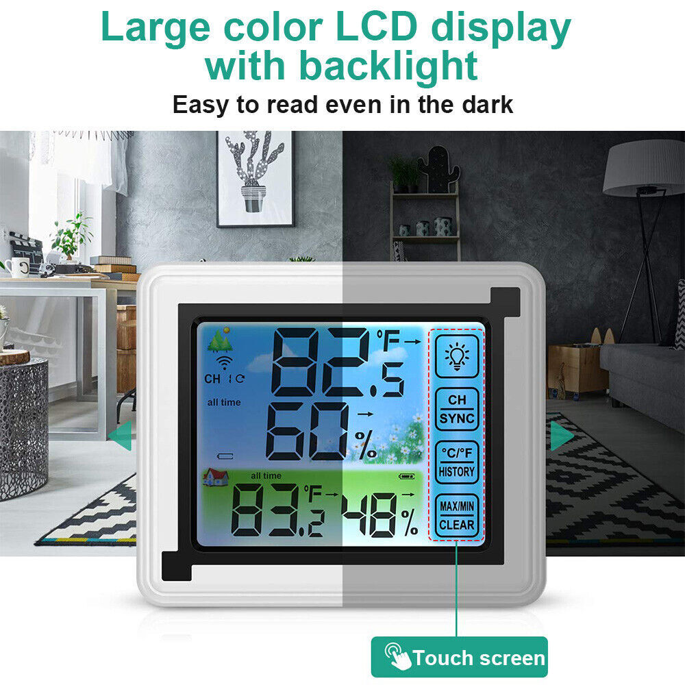 Wireless Digital LCD Indoor & Outdoor Weather Station Clock Calendar Thermometer