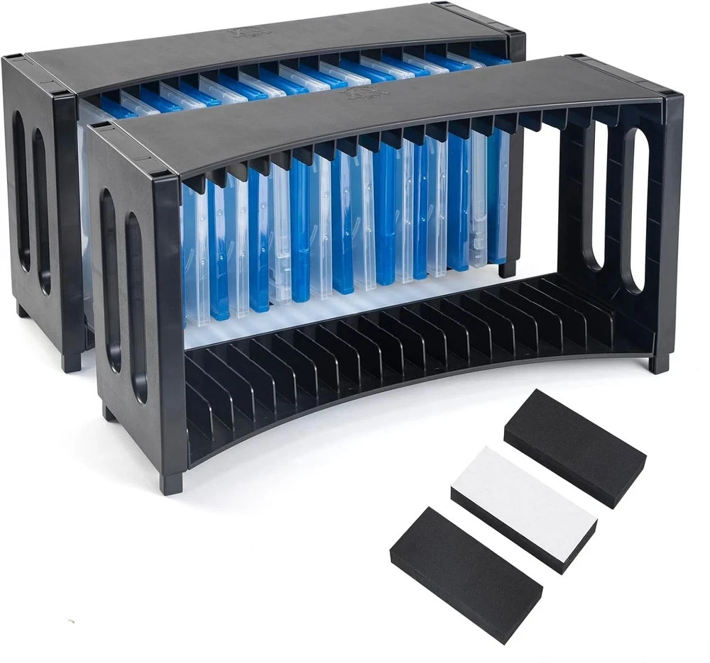 Stackable DVD Storage Rack, 2 Pack, Holds 40 Slim DVD Cases, Organizer
