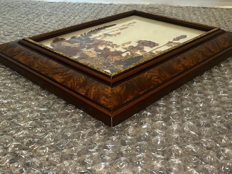 VTG Real Pressed Flower Specimens Framed With Glass Folk Art Wall Hanging Signed