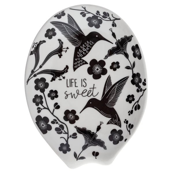 Karma B&W Boho Hummingbird Ceramic Spoon Rest
