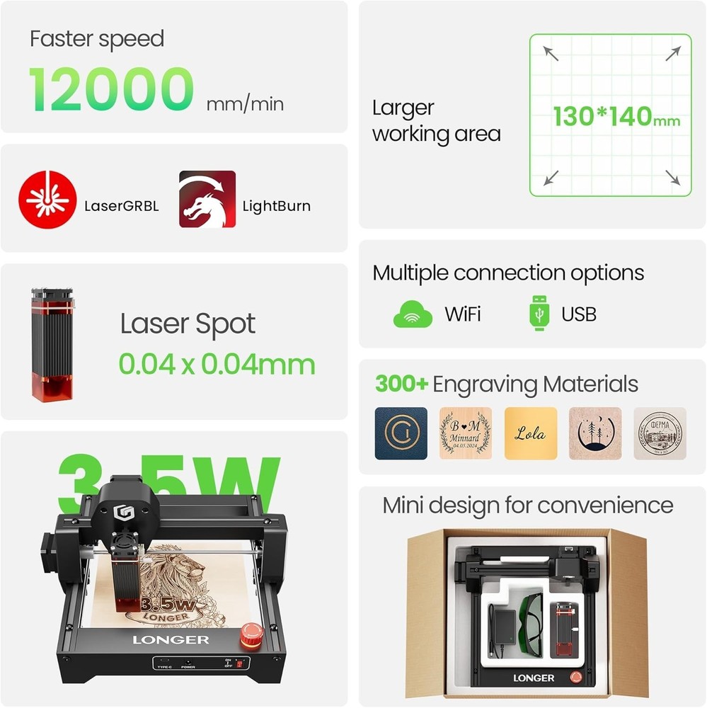 High Precision Mini Laser Cutter 130x140mm Working Area