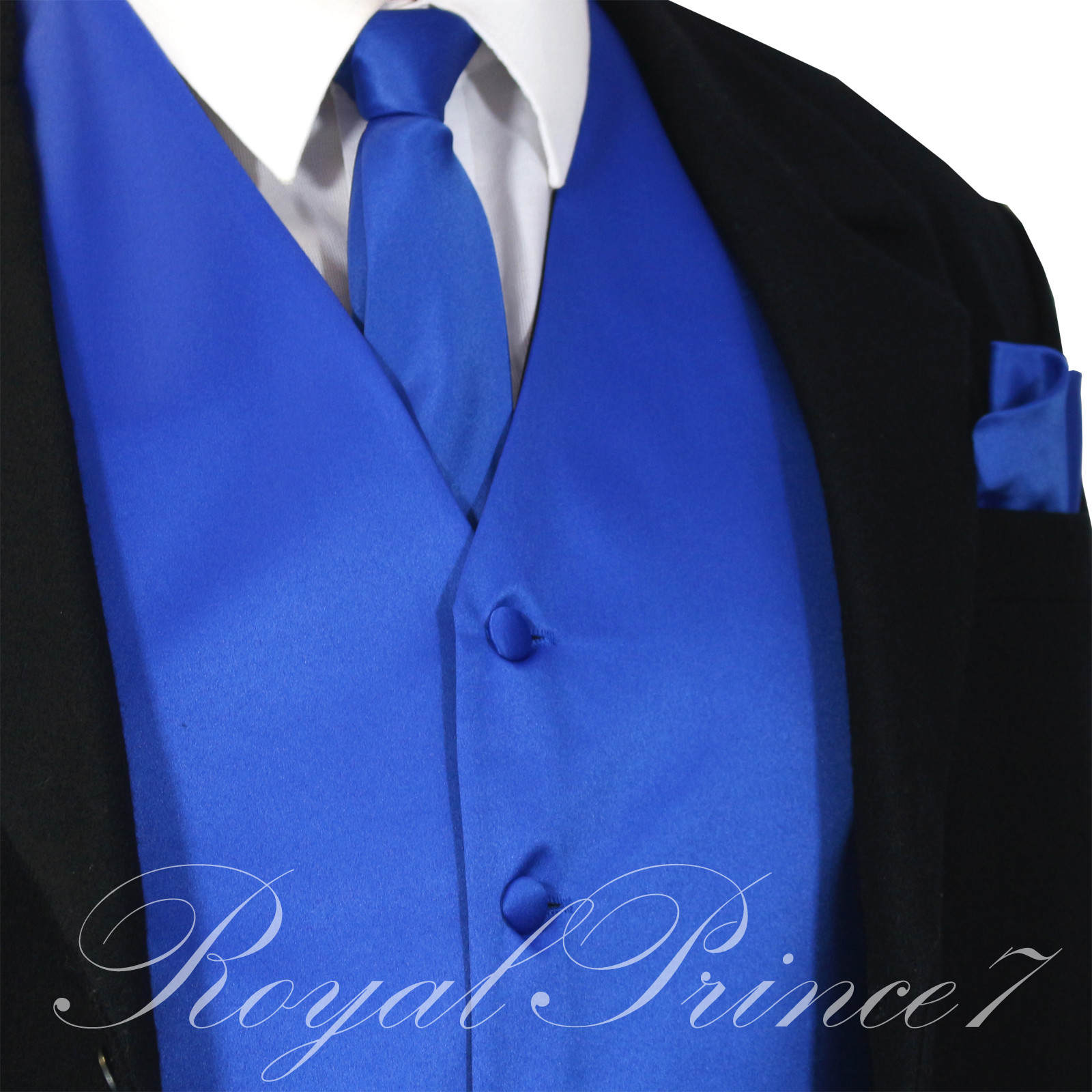 ROYAL Blue XS - 6XL Solid Vest Waistcoat and Neck Tie SET Suit or Tuxedo Formal