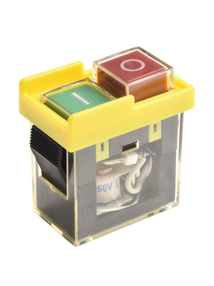 Reliable start button switch with power off and undervoltage protection