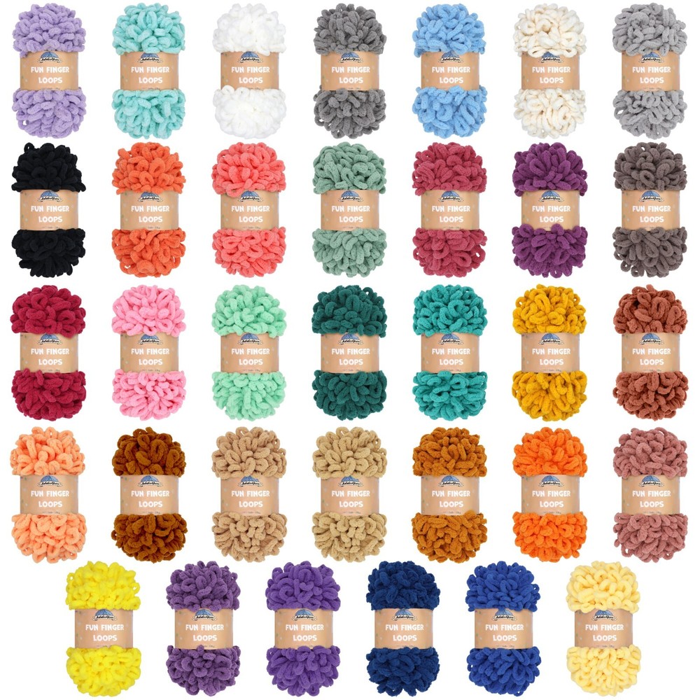 JubileeYarn Fun Finger Loops Yarn - Jumbo Polyester - Solid Colors