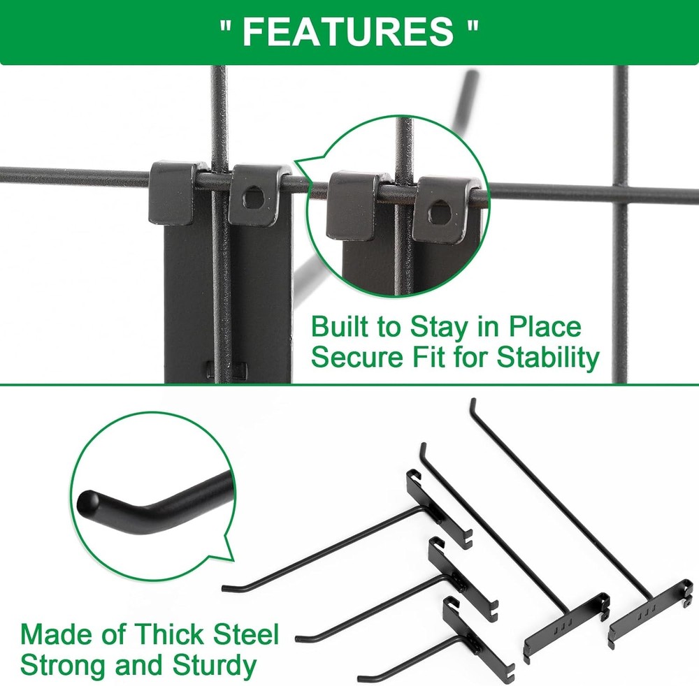 4 Inch Gridwall Hooks Grid Panel Hanging Hooks Retail Home & Workspace 40 Pack