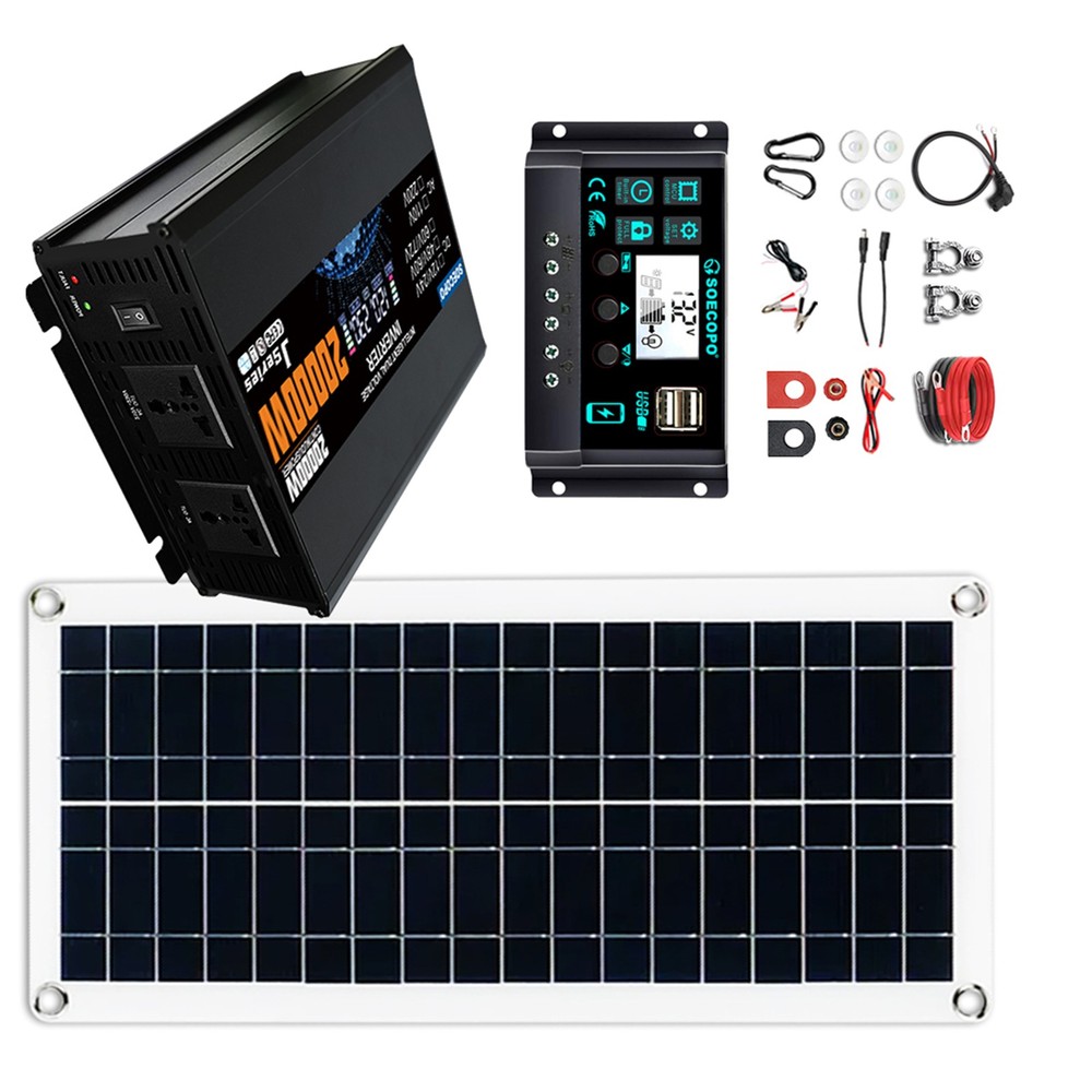 20000W Solar System with Panel | 100A Controller + 12V/24V to 110V/220V Inverter