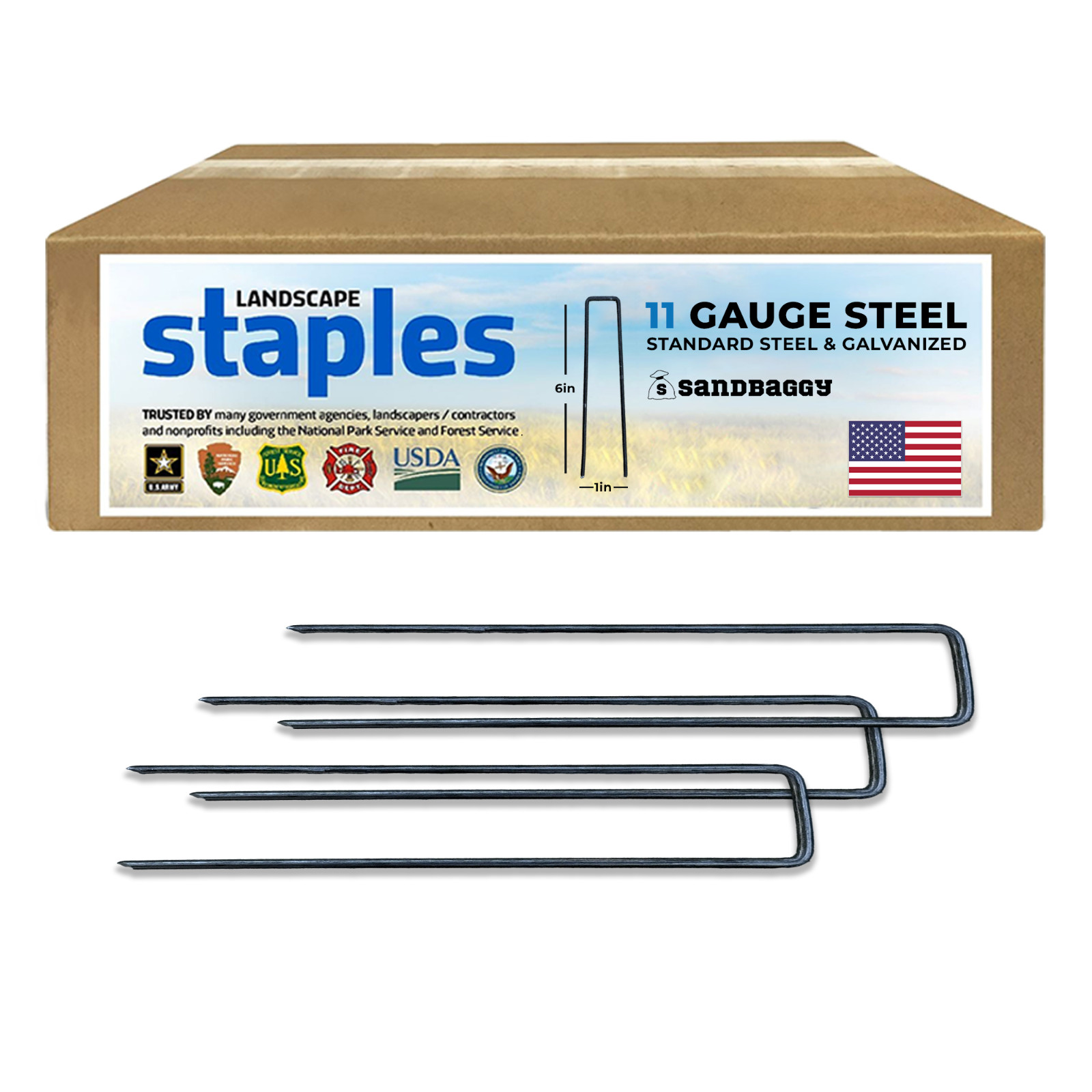 Sandbaggy 6-Inch Landscape Staples – USA Made
