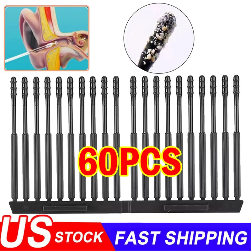 60pcs Disposable Silicone Ear Wax Remover Sticky Earpick S/L Cleaner Set - NEW