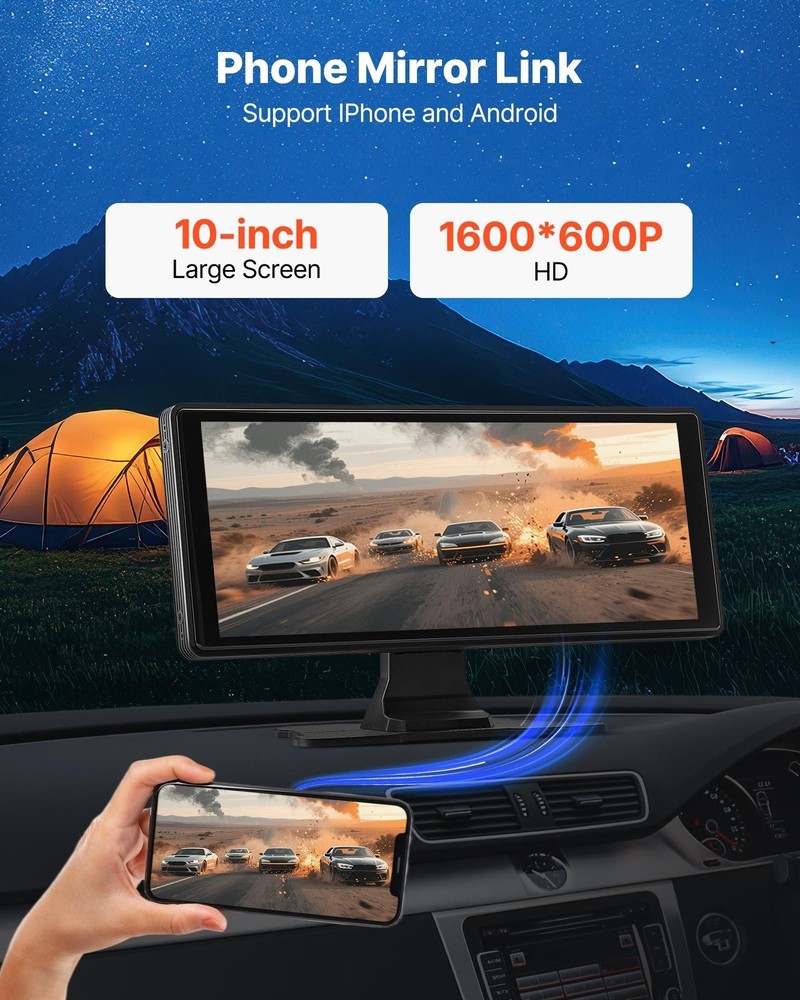 10in Universal Car Stereo CarPlay Android Front/Rear Camera Compatible