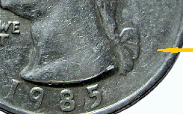 US VINTAGE WASHINGTON 1985 QUARTER-NO MINT MARK- UNIQUE ERROR
