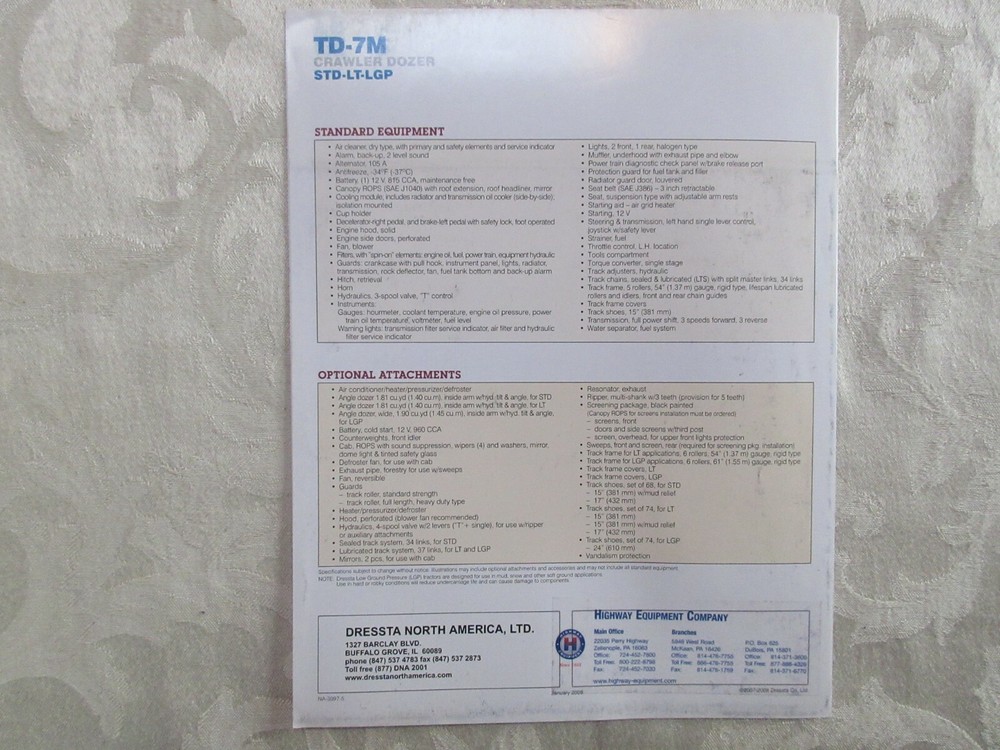 Dressta TD-7M Crawler Dozer Brochure 2008