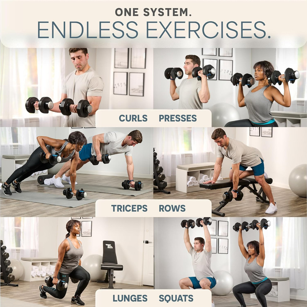 Adjustable Dumbbells Set Multi Weight Options with Rack Home Strength Training