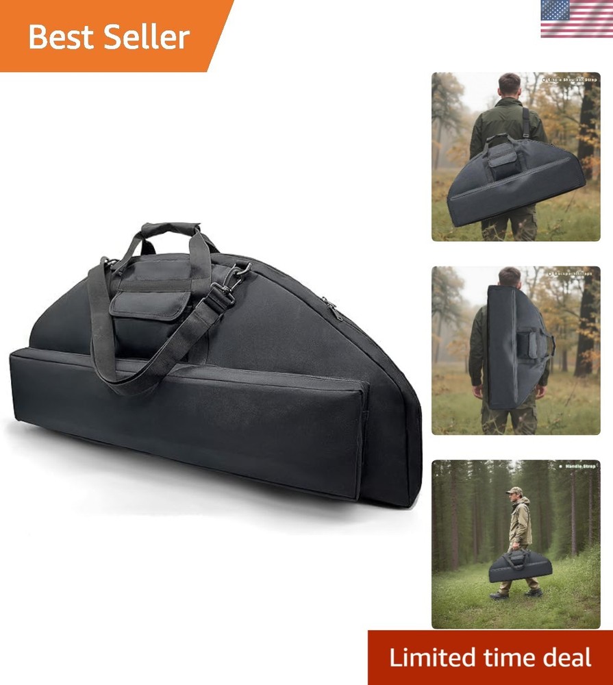 Durable Compound Bow Carrying Case - Padded & Zipper Access with Arrow Storage
