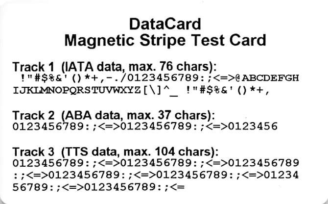Magnetic Stripe Test Card