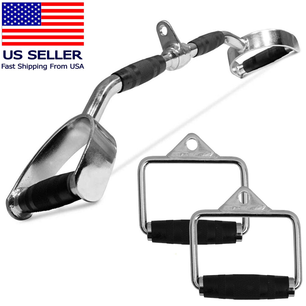 Home Gym Cable Attachment Handle Machine Strength Exercise Press Down Lat Set