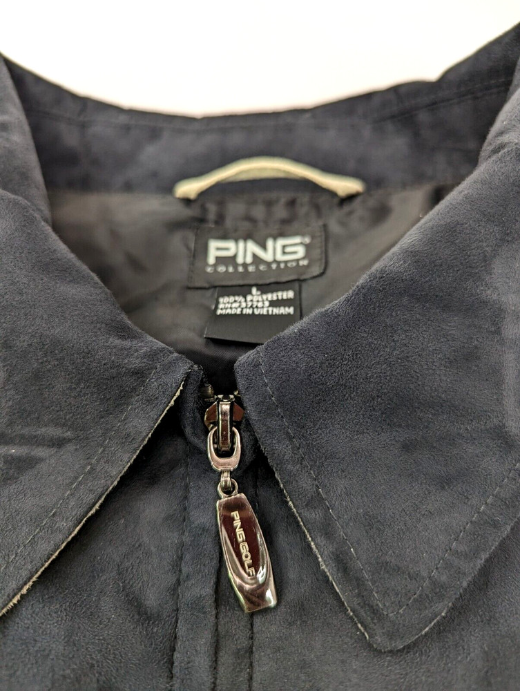 PING Collection Golf Jacket Men L Black Lightweight Bomber Full Zip Patch
