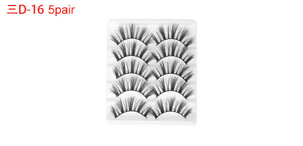 Soft 3D False Eyelashes for Makeup Black 3D-16 5 Pair