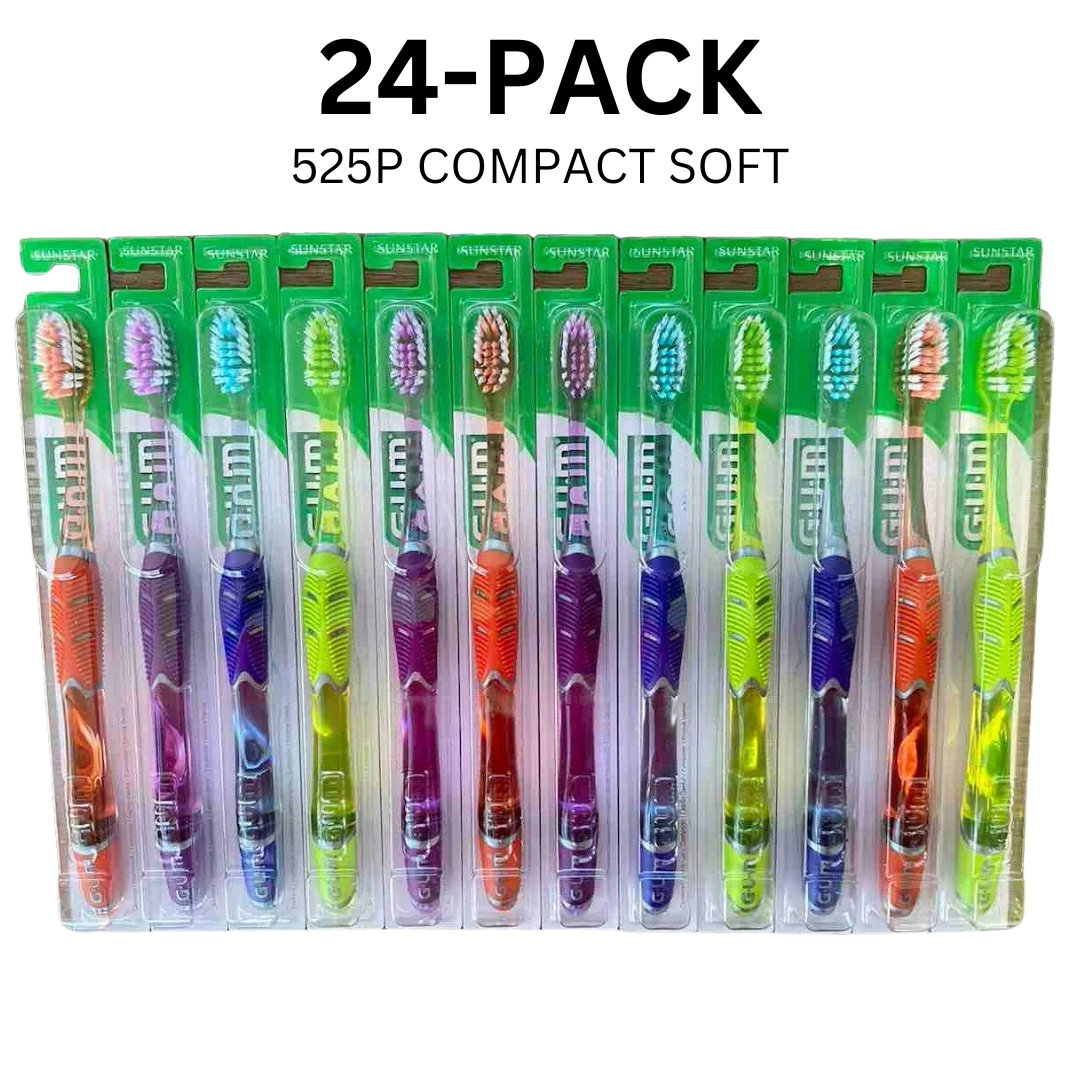525P GUM Technique Deep Clean Toothbrush, Compact Head, Soft Bristles, 24-Pack