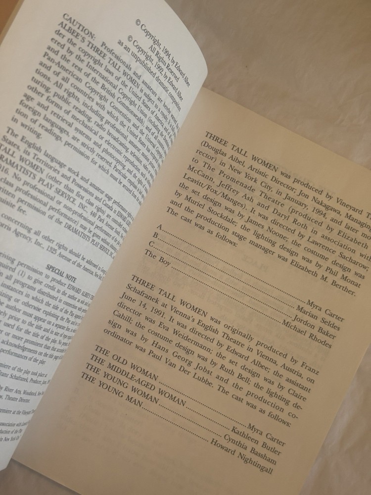THREE TALL WOMEN Edward Albee - Dramatists Acting Edition SCRIPT