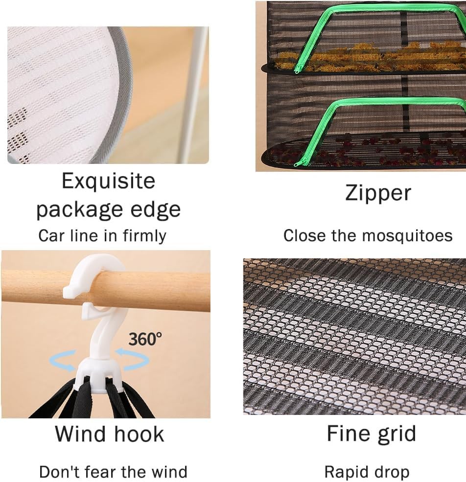 Foldable Drying Net Vegetables Fish & Dehydrated Goods Multi-Tiered Food Drying