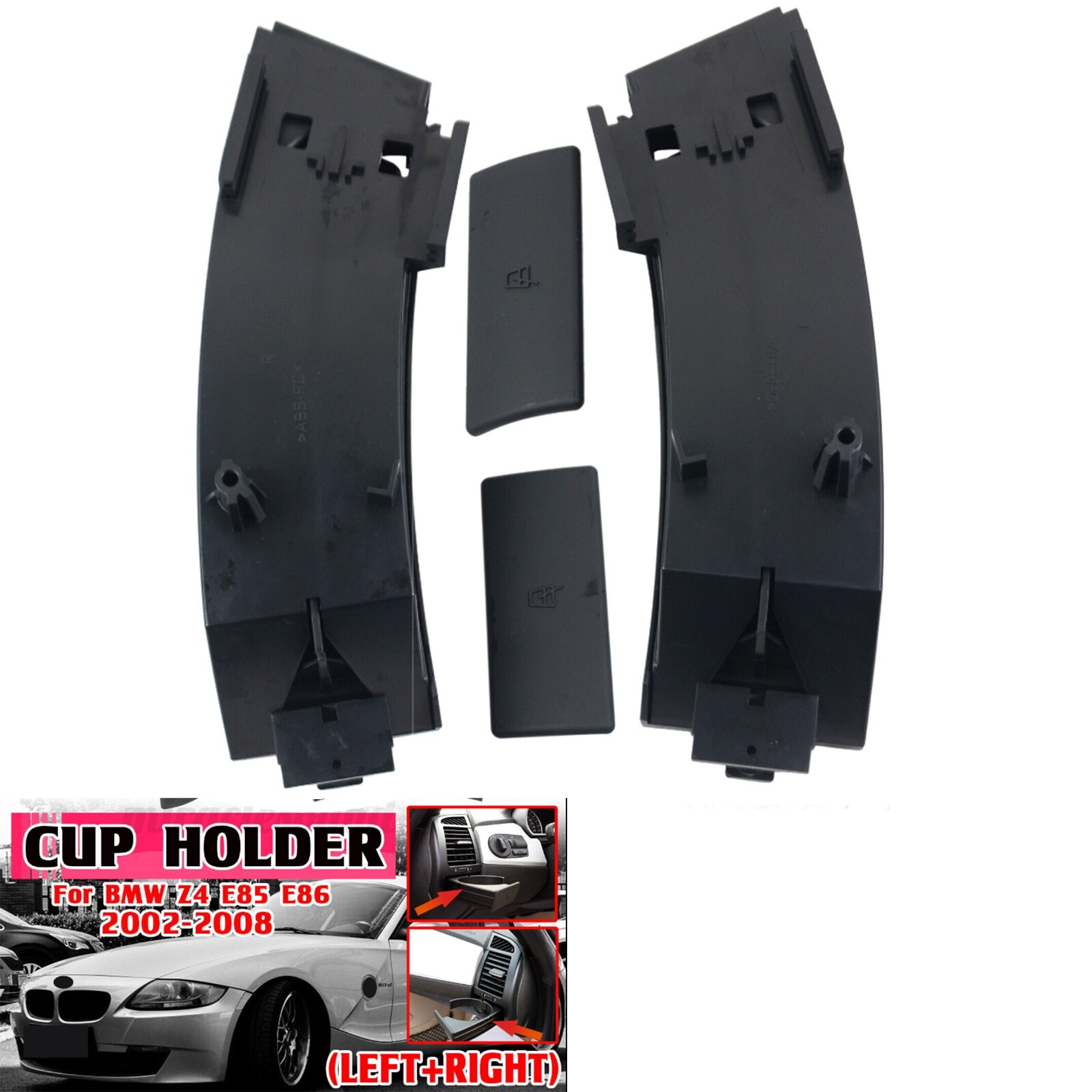2 PCS Black Cup Holder For 2003-2008 BMW Z4 E85 E86 51457070323 51457070324