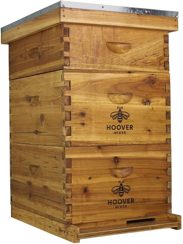 Hoover Hives Beehive Kit: 2 Deep & 1 Medium Boxes, 10 Wax Coated Frames