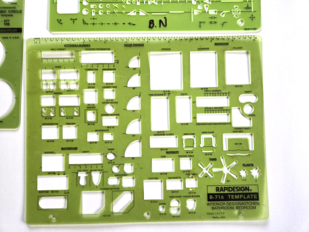 6 RapiDesign & Staedtler Drafting Templates Isometric Ellipses Interior Plumbing