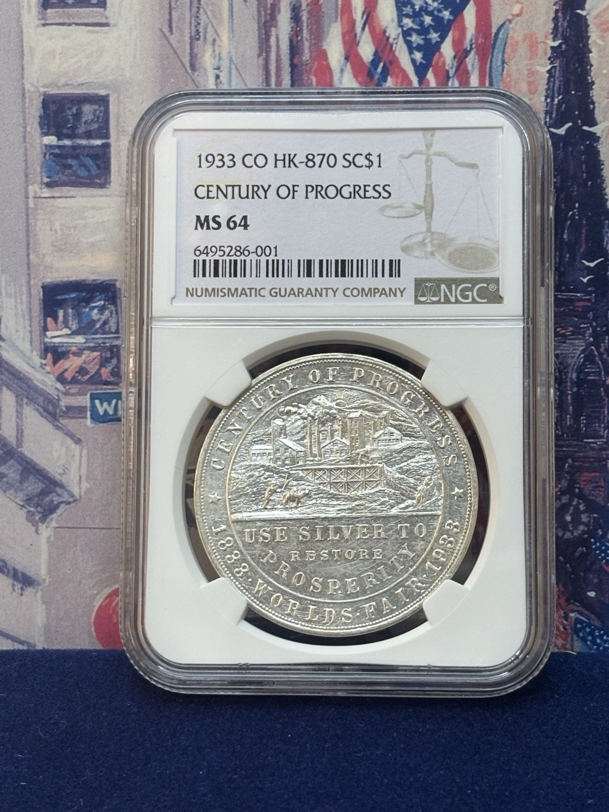 1933 Century of Progress HK-870 Silver So-Called Dollar NGC MS64