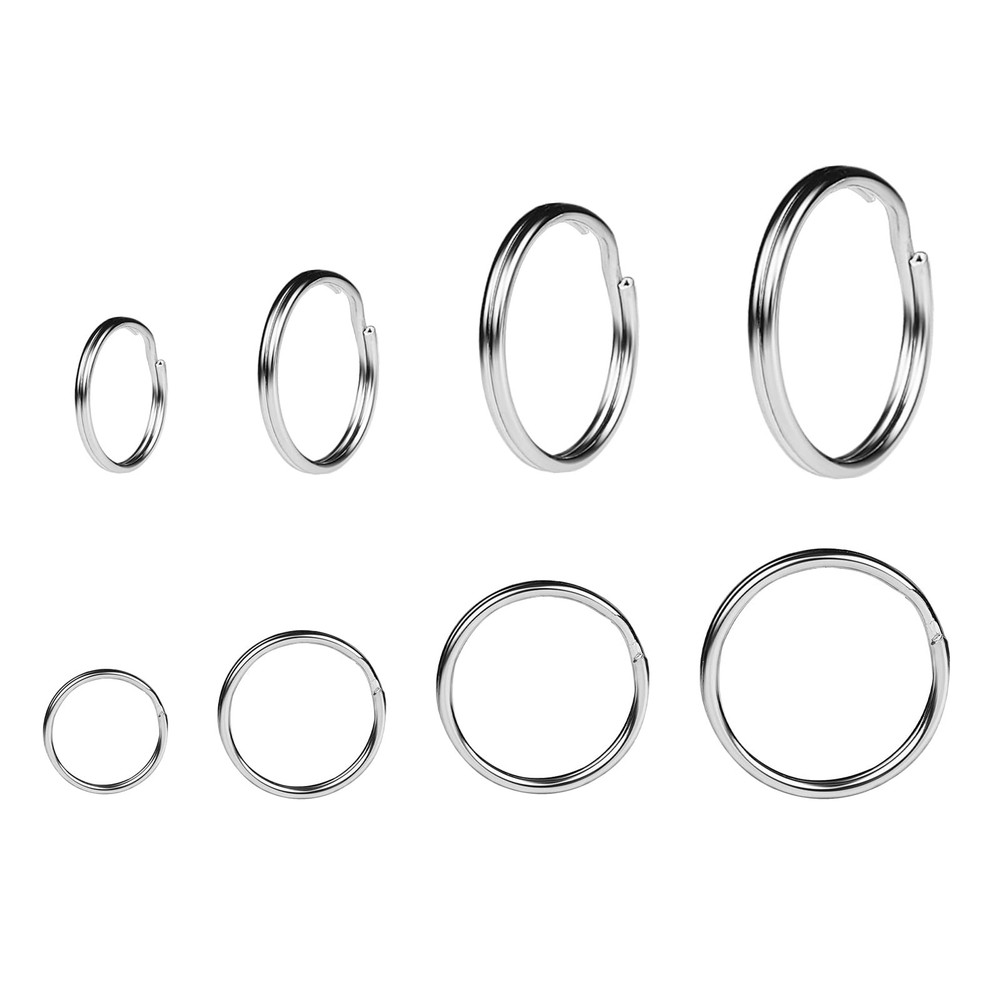 40 Pack Silver Key Ring Keychain Assorted in 4 Sizes Metal Round Split Key Chain