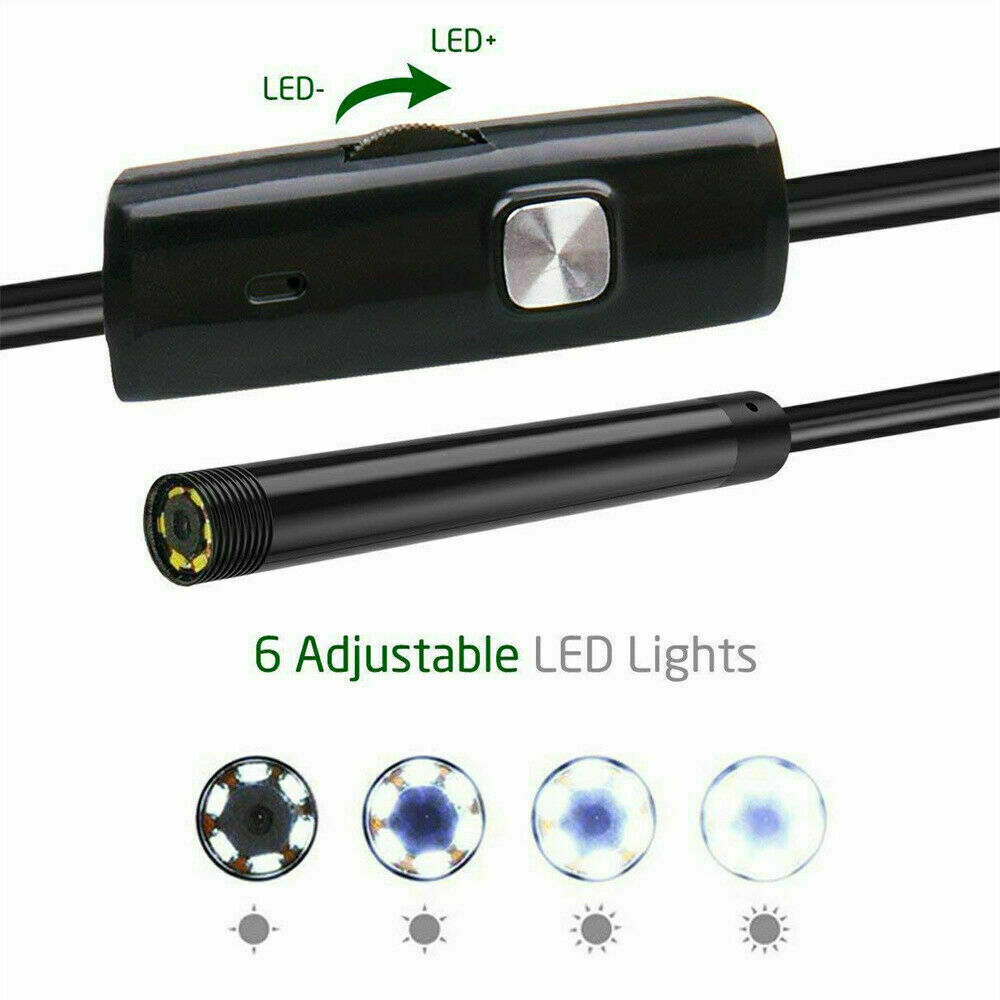 3FT 6LEDS Snake Endoscope Borescope 7mm Inspection USB Camera Scope For Android