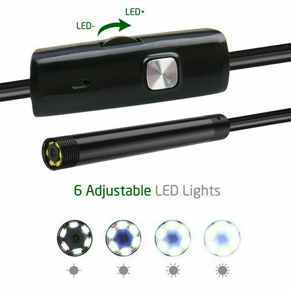 6LED USB Snake Endoscope Borescope Inspection Camera Scope for Android Type C US
