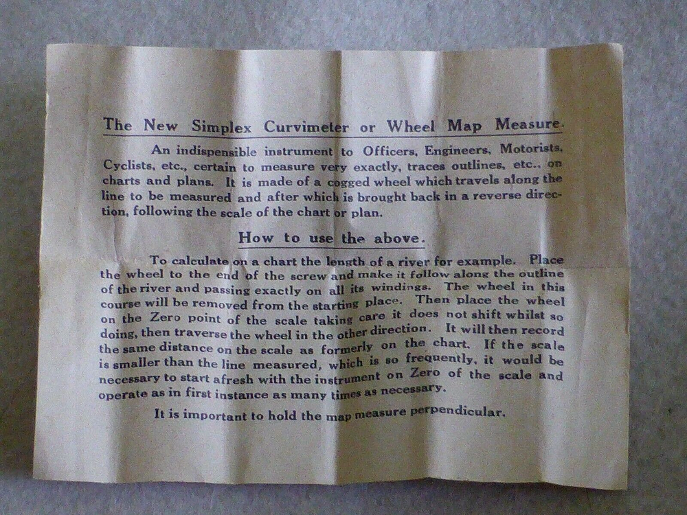 Antique Simplex Opisometer/Curvimeter/Wheel Map Measure, c1910