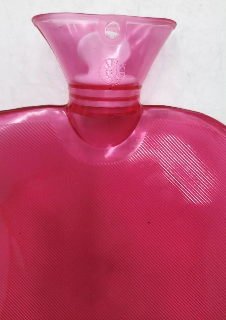 2L/2 Liter Pink Transparent Rubber Hot Water Bag/Bottle w/ Knit Sweater Cover