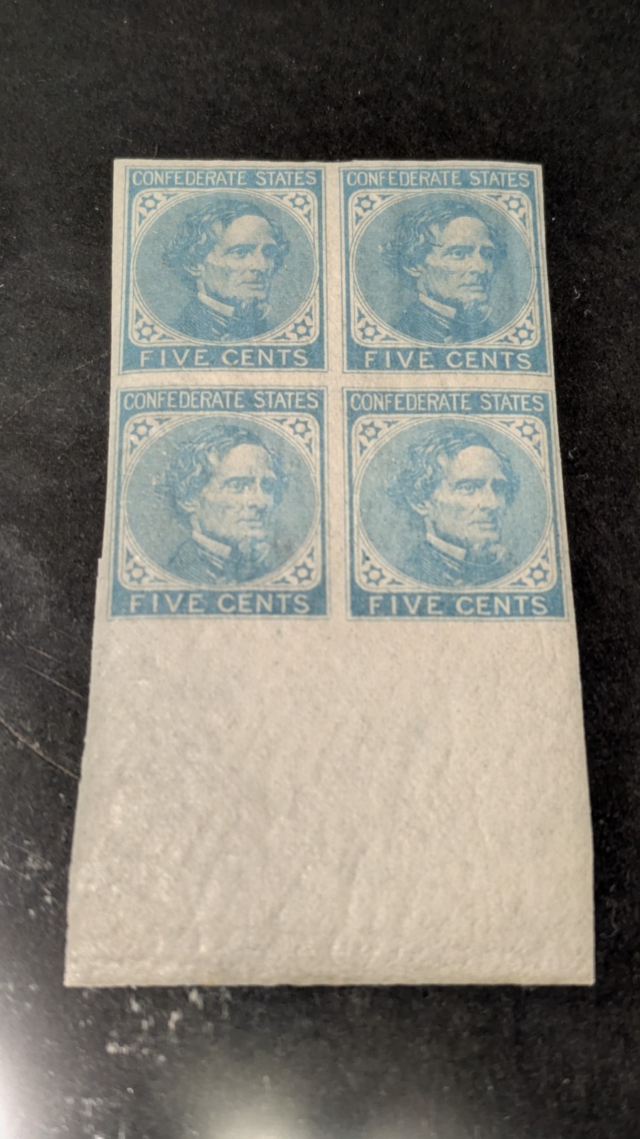 U.S. Confederate Stamp #6 Very Fine Mint Never Hinged Block Of Four, Very Fresh!