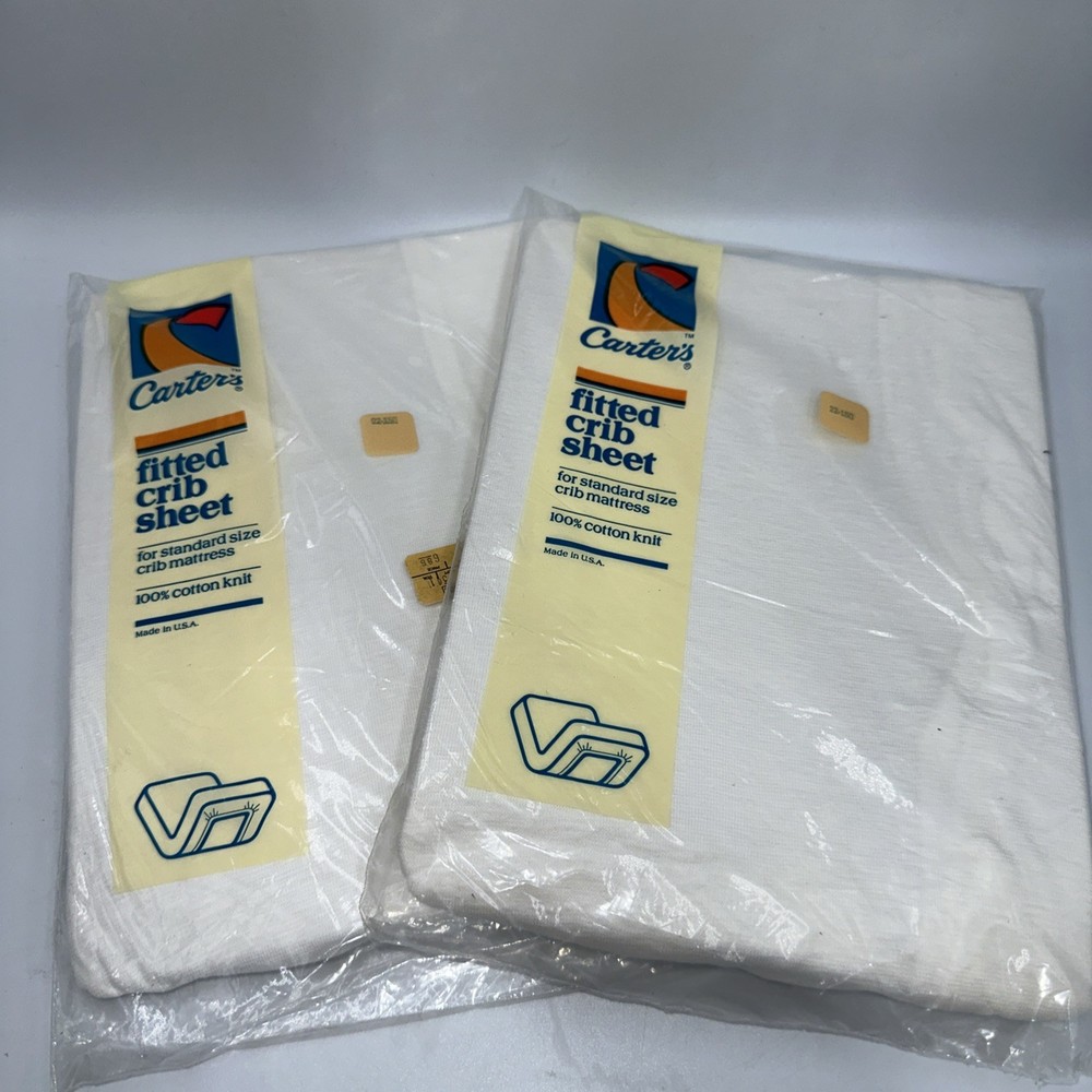 2 White Carter Fitted Crib Sheets