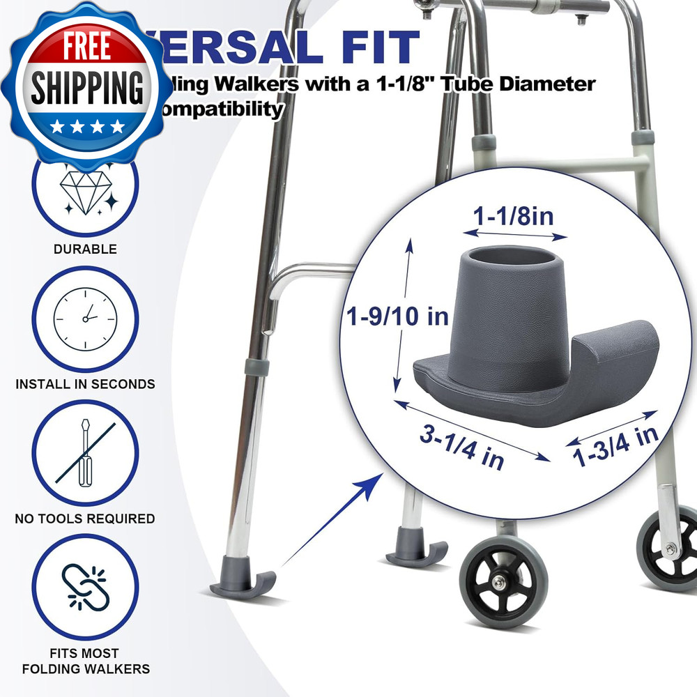 Walker Ski Glides 4 Pack Durable Ski Glides for Folding Walkers...