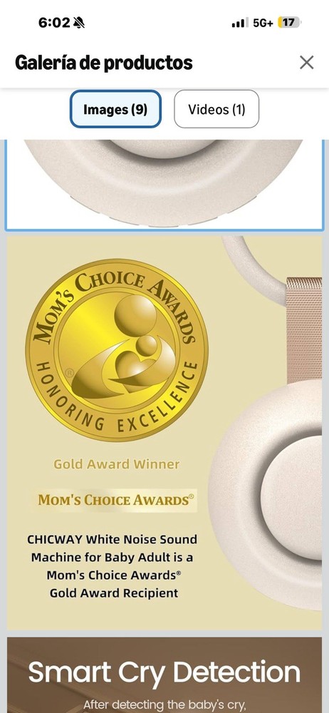 CHICWAY White Noise Machine Beige, Smart Cry Detection, Bluetooth, Soft Lighting