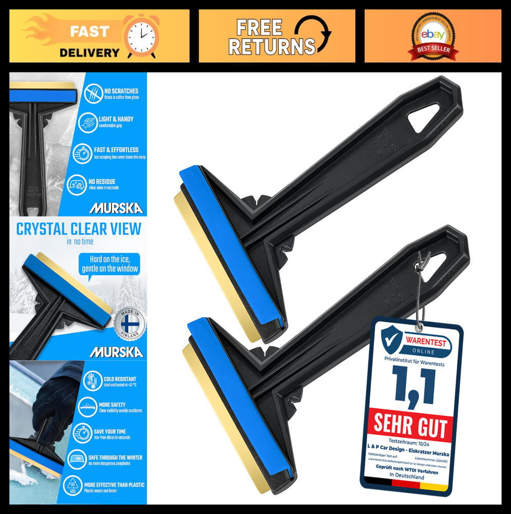 Efficient Brass Blade Car Ice Scraper - 2 Pack Windshield Scrapers for Winter Us